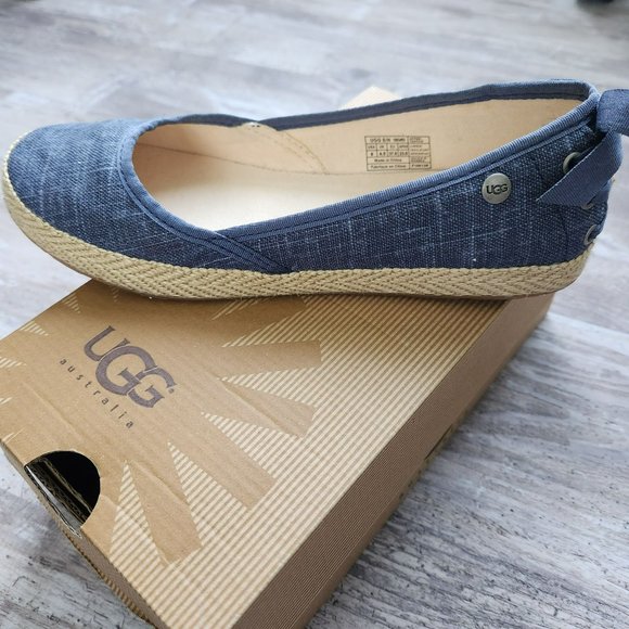 Ugg Indah Ballet Flat Denim Blue Western Girl Country Core Lace Ribbon 6.5 NEW - Picture 6 of 16